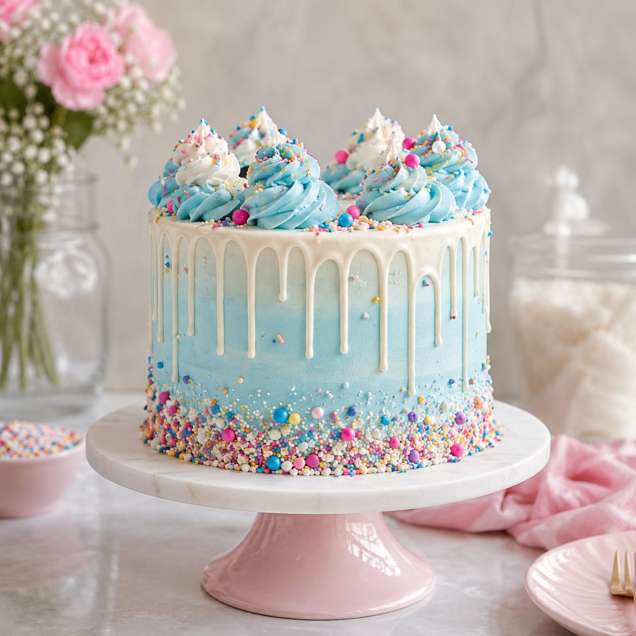 Pastel sprinkle cake