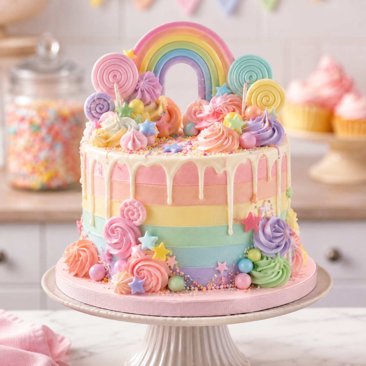 Pastel rainbow cake