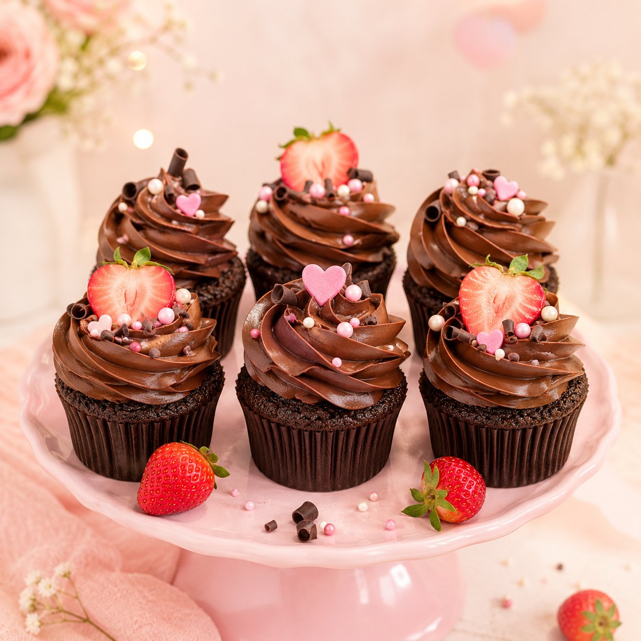 Chocolate strawberry cupcakes