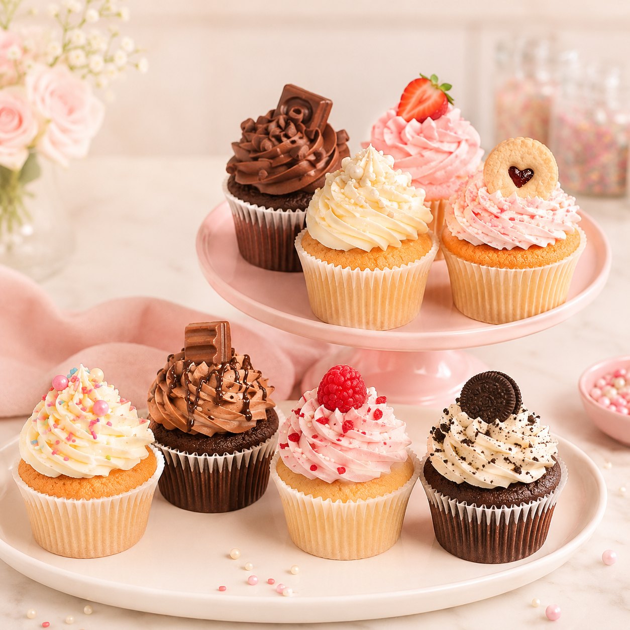 Pastel party cupcakes