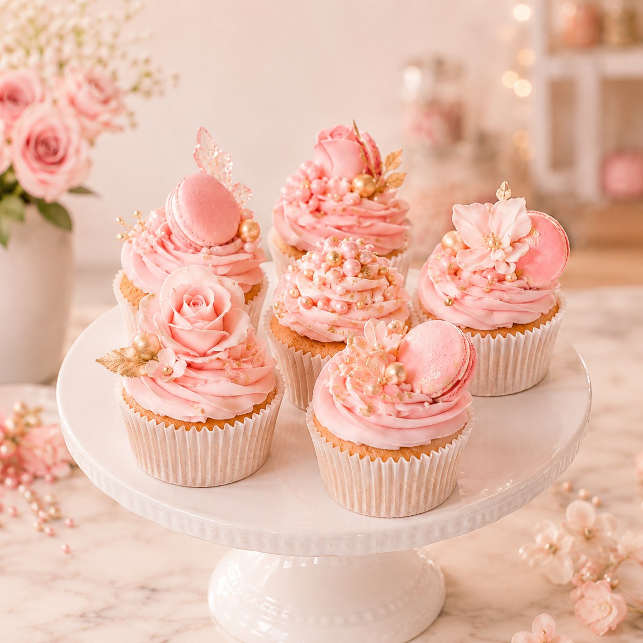 Elegant pink cupcakes