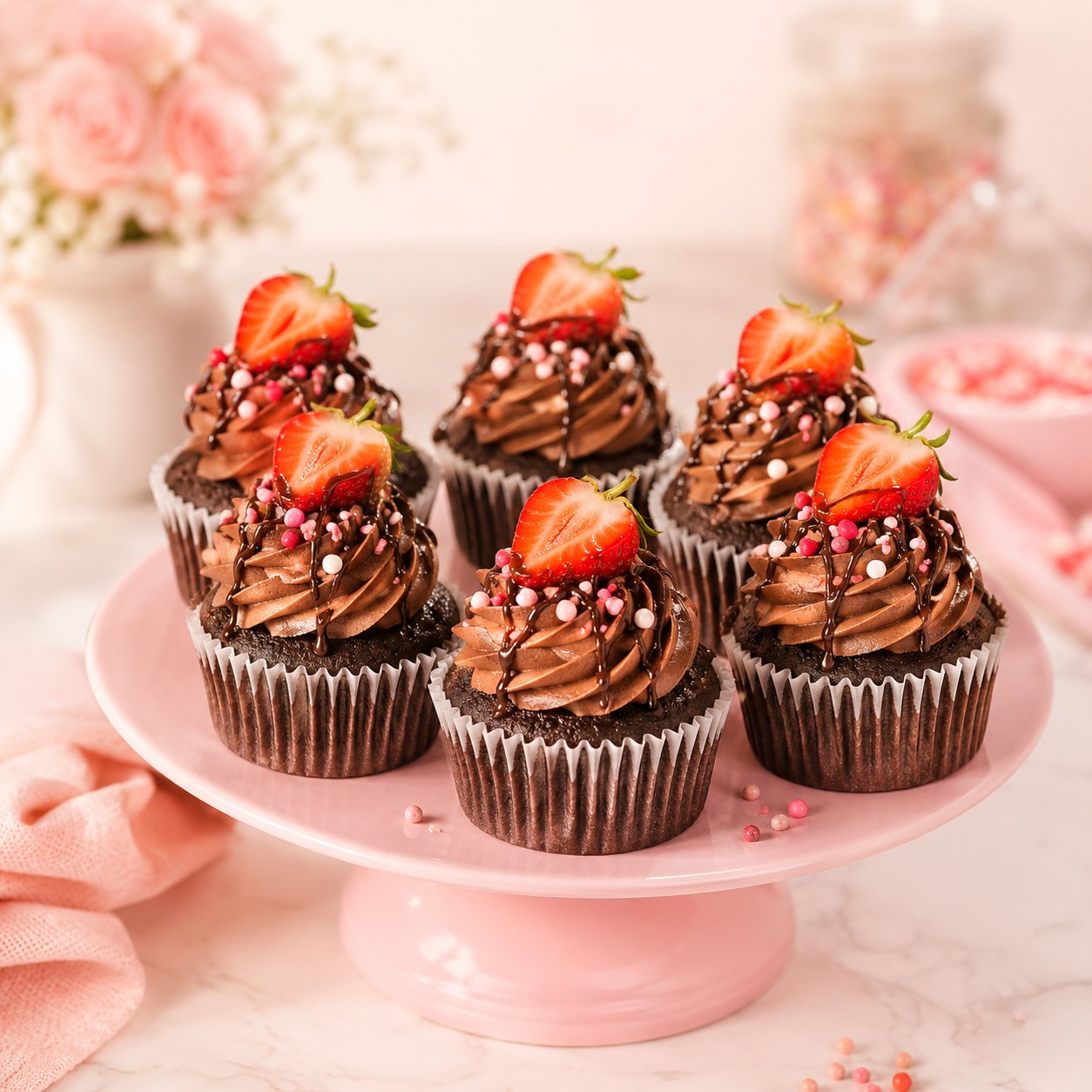 Chocolate strawberry cupcakes